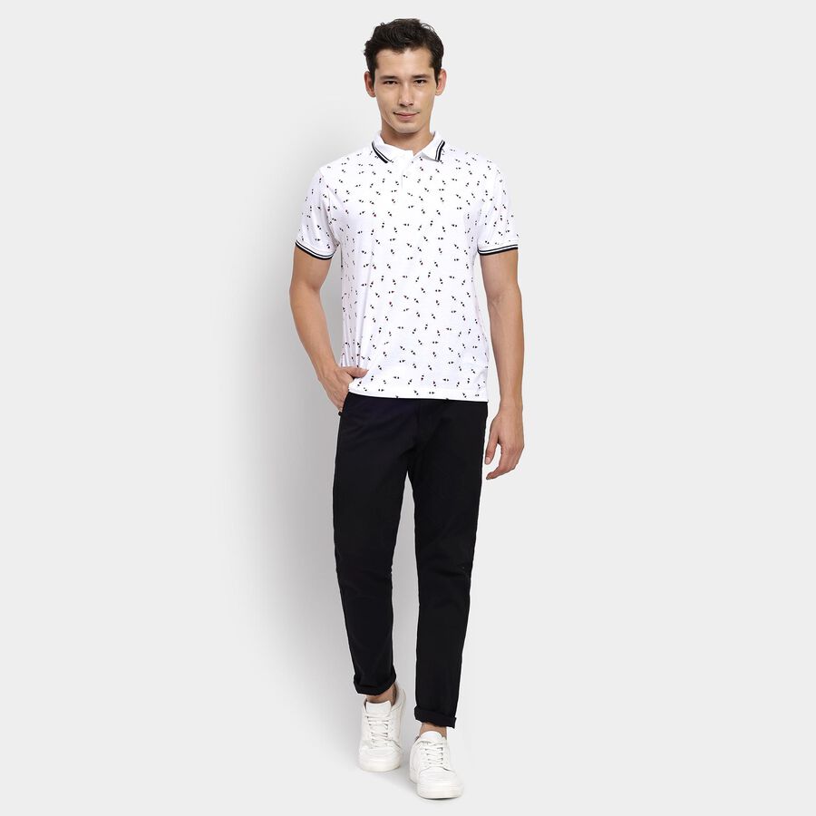 Men's 100% Cotton Collared Half Sleeves T-Shirt, White, large image number null
