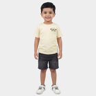 Boys Yellow Cotton Round Neck Casual T-Shirt, Yellow, small