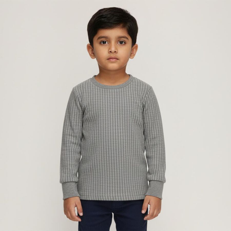 Boys Muted Charcoal Grey Thermal, मिश्रित हल्का ग्रे, large image number null
