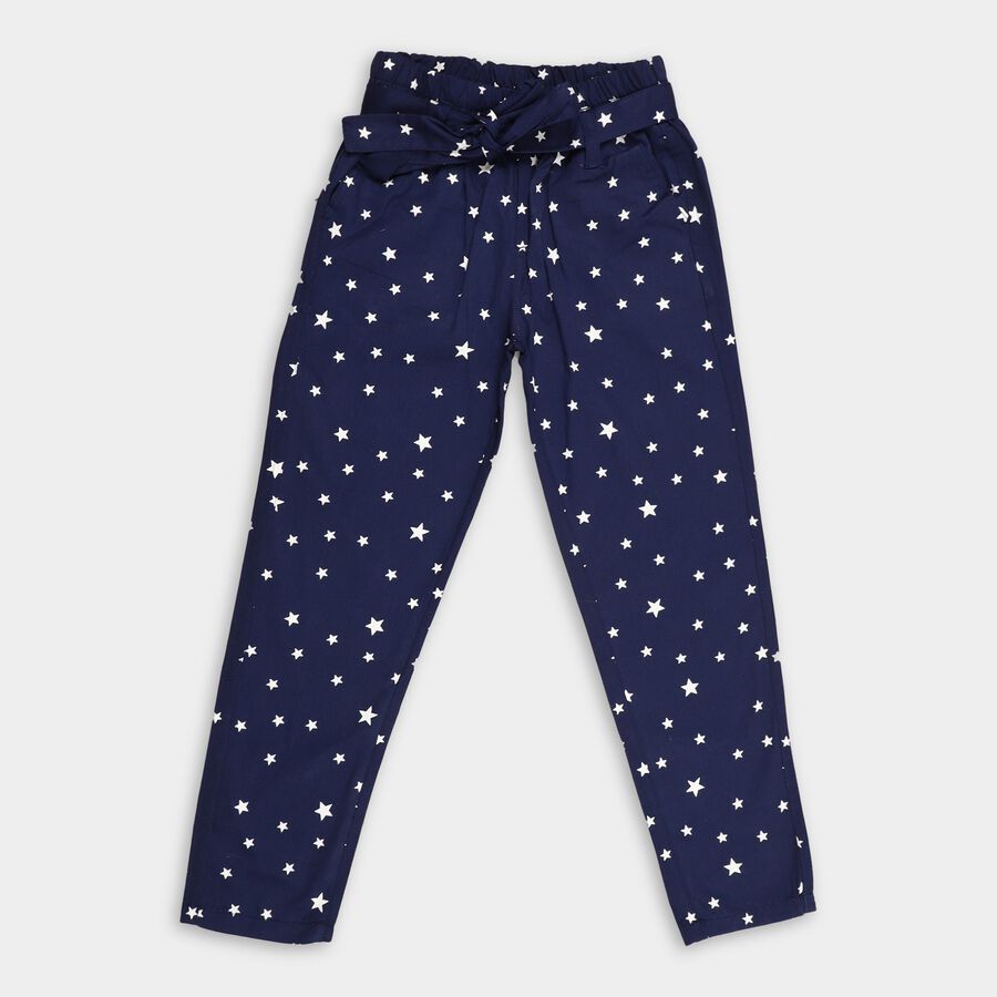 Girl's 100% Cotton Trousers, Navy Blue, large image number null