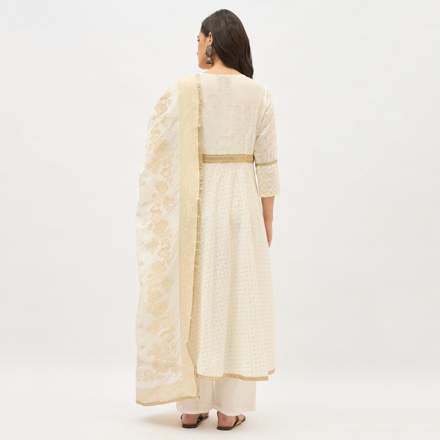 Women's Ivory Embroidered Ethnic Set, ऑफ व्हाइट, large image number null