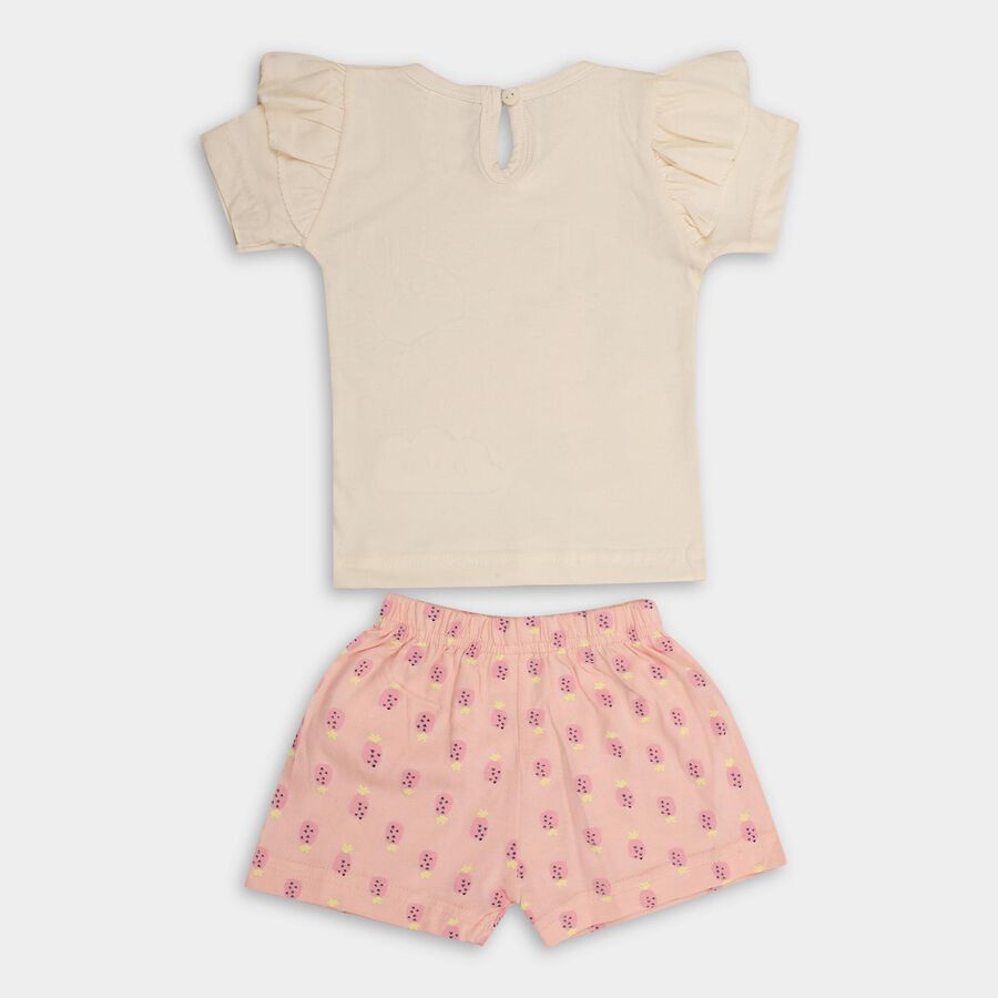 Infant Girls' 100% Cotton Short Set , पीच, large image number null