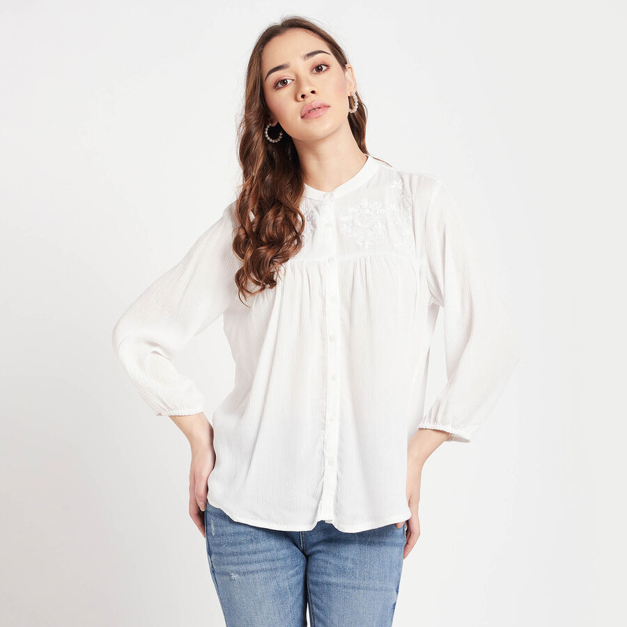 Embellished Full Sleeve Shirt, Off White, large image number null
