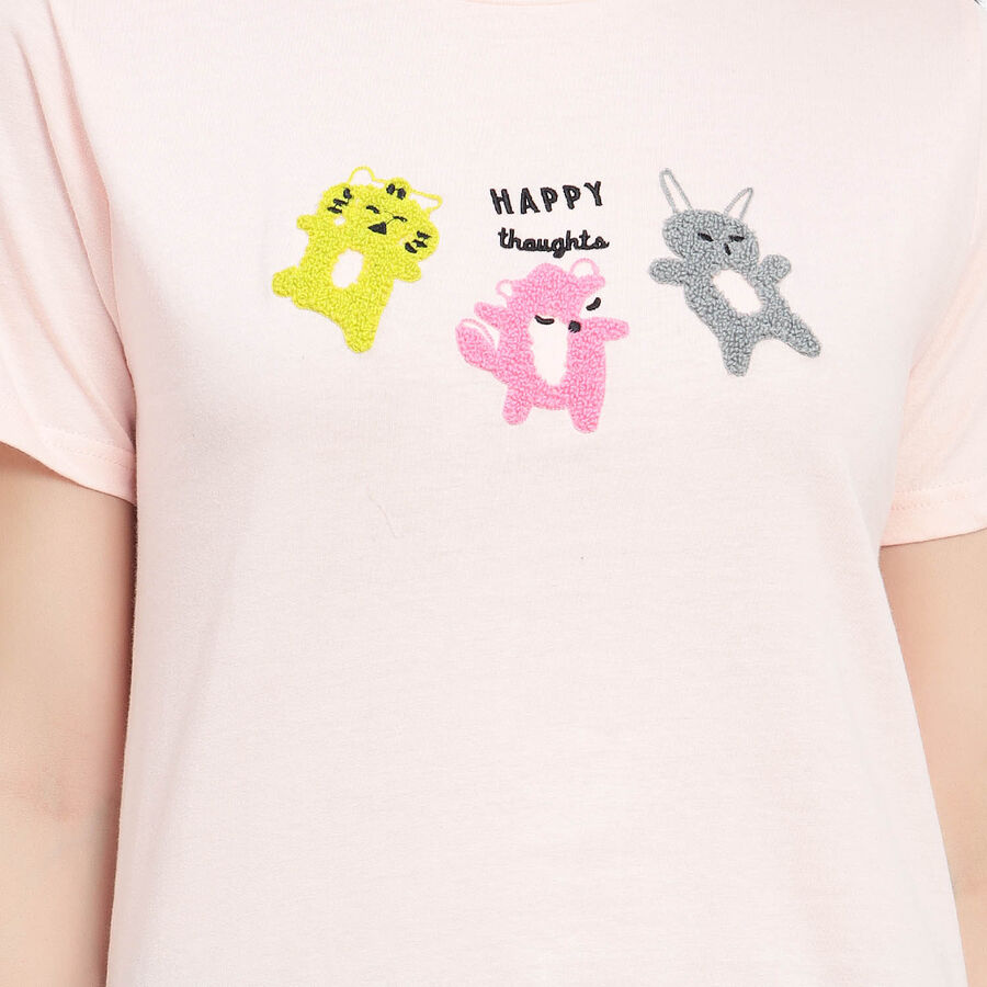 Cotton Round Neck T-Shirt, पीच, large image number null