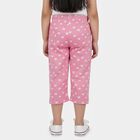 Girls' Pink Floral Printed Elastic Waist Cotton Capri, Pink, small