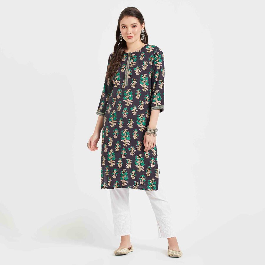 Printed Kurta, Navy Blue, large image number null