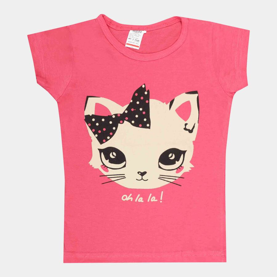 Girls Printed T-Shirt, Pink, large image number null