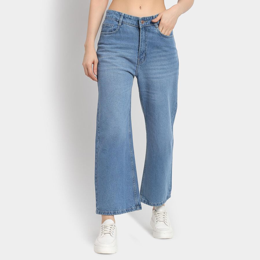 Ladies' 100% Cotton Jeans , हल्का नीला, large image number null