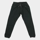 Boys' Olive Green Jogger Fit Drawstring Waist Jeans, ओलिव, small