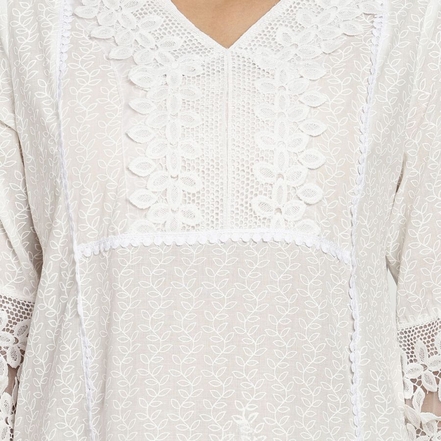 Ladies' 100% Cotton Ethnic Set, Off White, large image number null