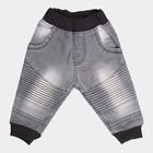 Infants Heavy Wash with Embroidery Rib Waist Jogger Fit Jeans, Light Grey, small image number null
