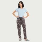 Women's Purple Straight-Fit Leaf Printed Drawstring Pyjama, बैंगनी, small