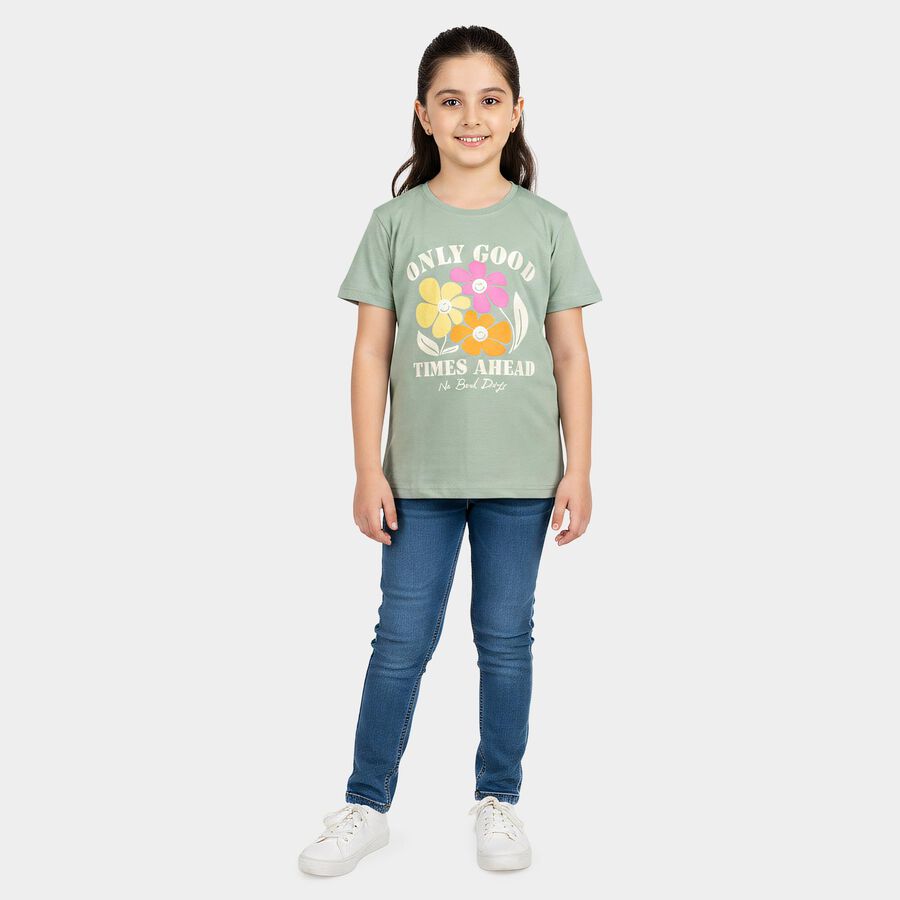 Girls' T-Shirt, हल्का हरा, large