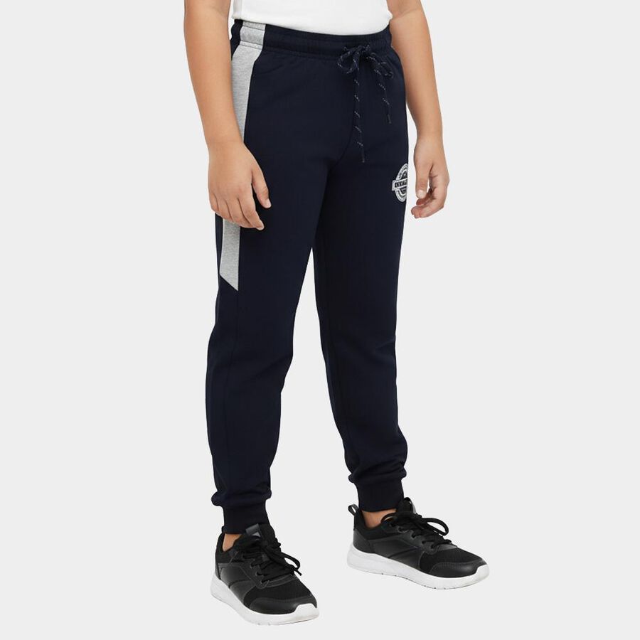 Boys' Navy Blue Regular Fit Graphic Printed Jogger Pyjama, नेवी ब्लू, large