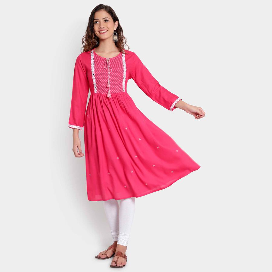 Printed Empire Line Kurta, Coral, large image number null