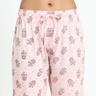 Ladies' Soft Pink Printed Cotton Blend Full-Length Pyjama, Light Pink, small image number null