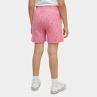 Girls' Pink Regular Fit Printed Shorts, हल्का गुलाबी, small