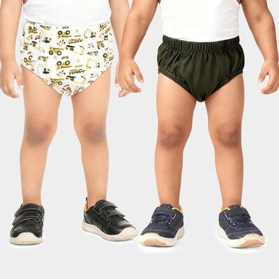 Boys' Off White Regular Fit Printed and Solid Briefs