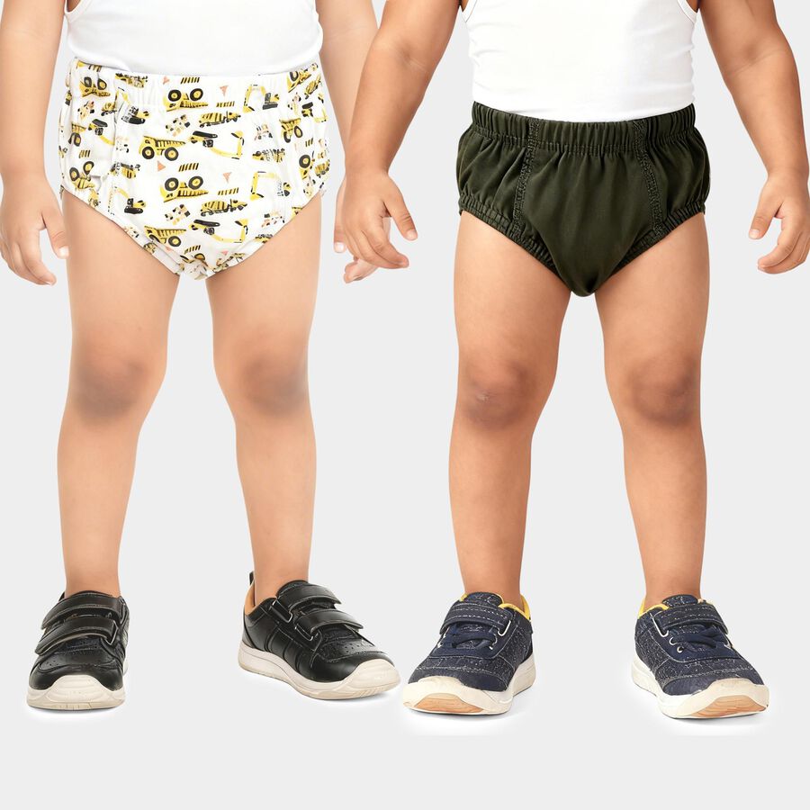 Boys' Off White Regular Fit Printed and Solid Briefs, ऑफ व्हाइट, large
