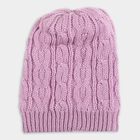 Girls Soft Pink Cable Knit Winter Cap, Lilac, small image number null
