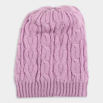 Girls Soft Pink Cable Knit Winter Cap