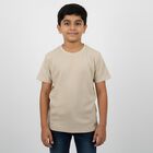 Boys Light Beige Crew Neck Casual T-Shirt, गहरा पीला, small image number null