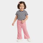 Girls Pink Regular Fit Wide-Leg Trousers, गुलाबी, small
