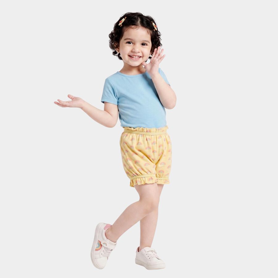 Girls Yellow Regular Fit Rainbow Printed Bloomer, Yellow, large