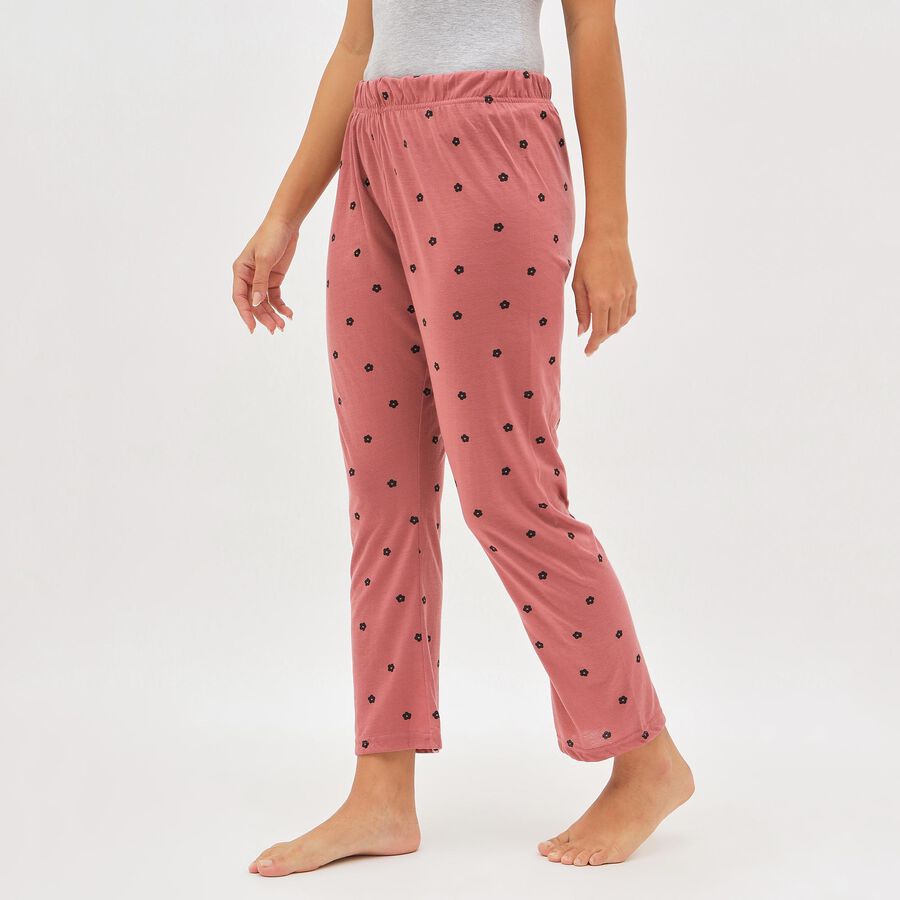 Women's Dusty Rose Floral Printed Elastic Waist Pyjama, गुलाबी, large image number null