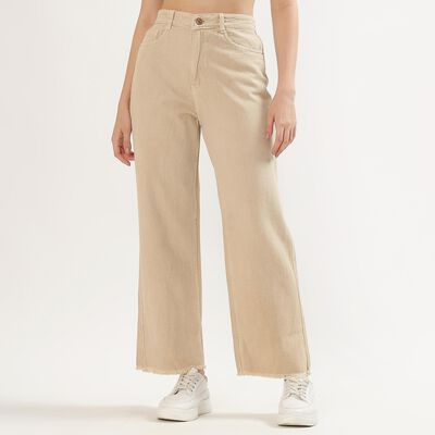 Ladies' 100% Cotton High Rise Jeans 
