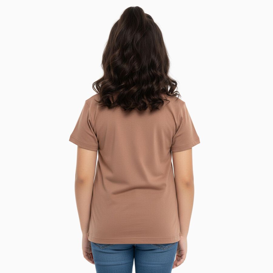 Girls' T-Shirt, भूरा, large image number null