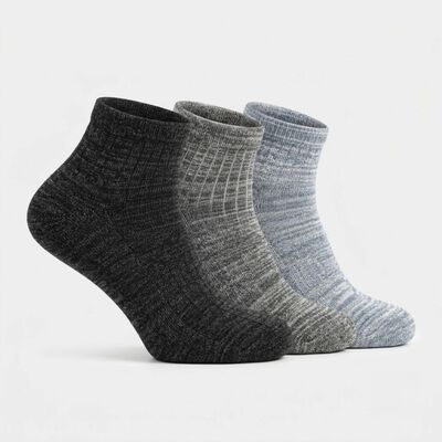 Men's Ankle Length Textured Knit Pack of 3 Socks ( Charcoal, Grey, Blue )
