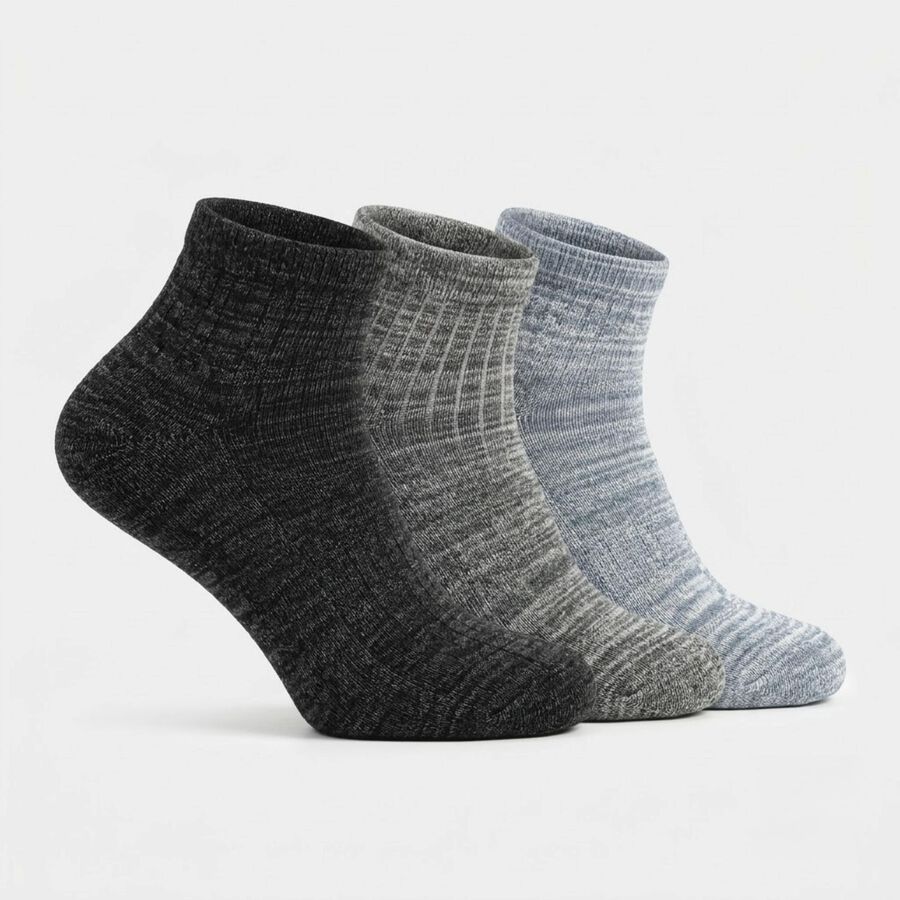Men's Ankle Length Textured Knit Pack of 3 Socks ( Charcoal, Grey, Blue ), Dark Grey, large