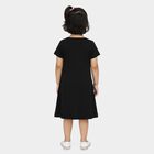 Girls' Black A-Line Unicorn Print Heart Patch Frock, काला, small