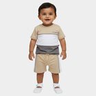 Infants' Beige Cotton Round Neck Printed Baba Suit, गहरा पीला, small