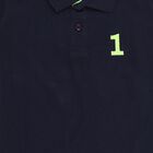 Boys Navy Blue Polo Neck Casual T-Shirt, Navy Blue, small