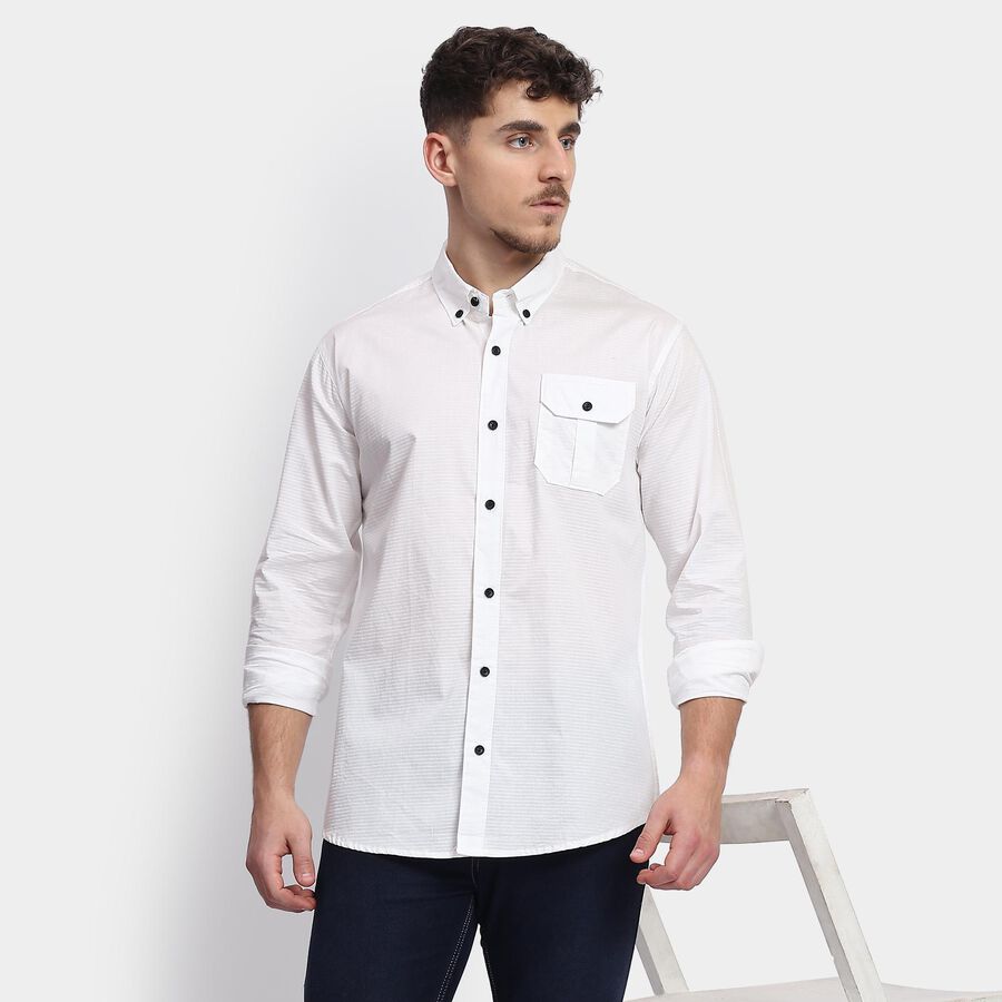 Men's 100% Cotton Casual Shirt , Off White, large image number null