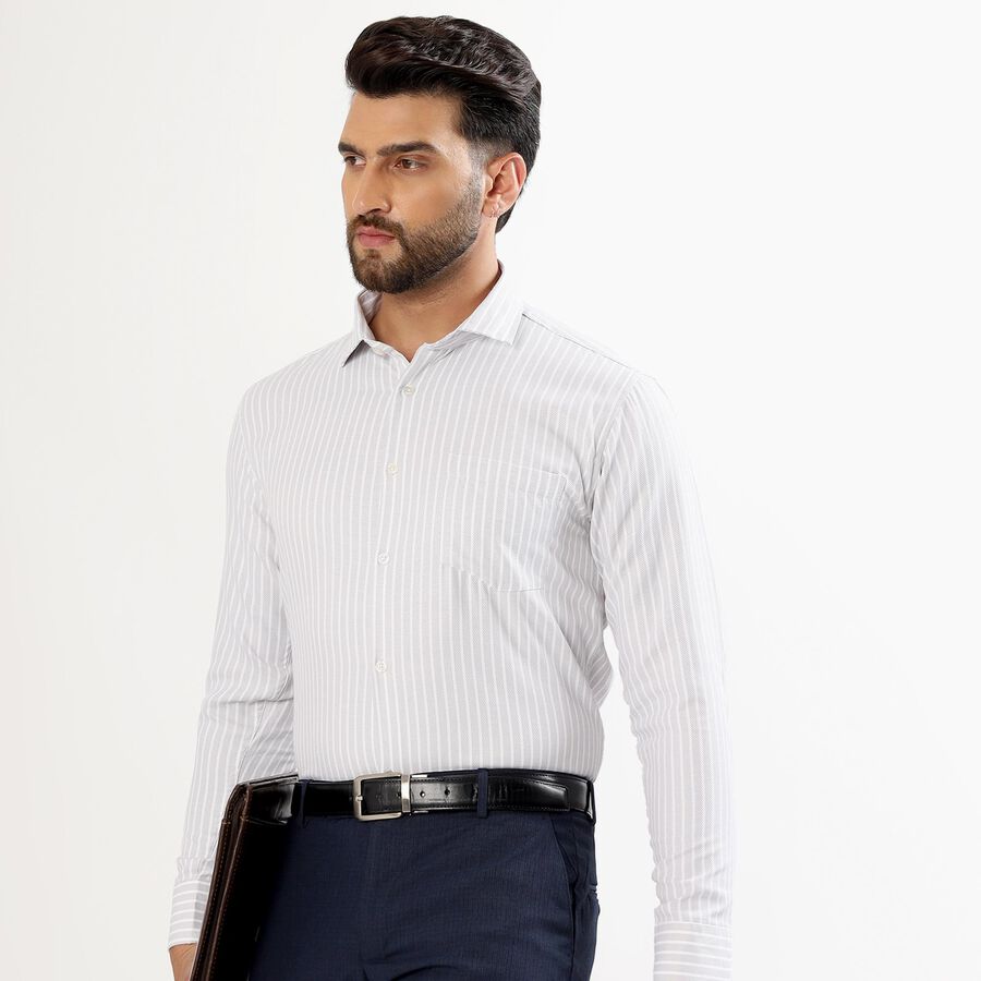 Men's Light Grey Classic Formal Shirt, Light Grey, large image number null