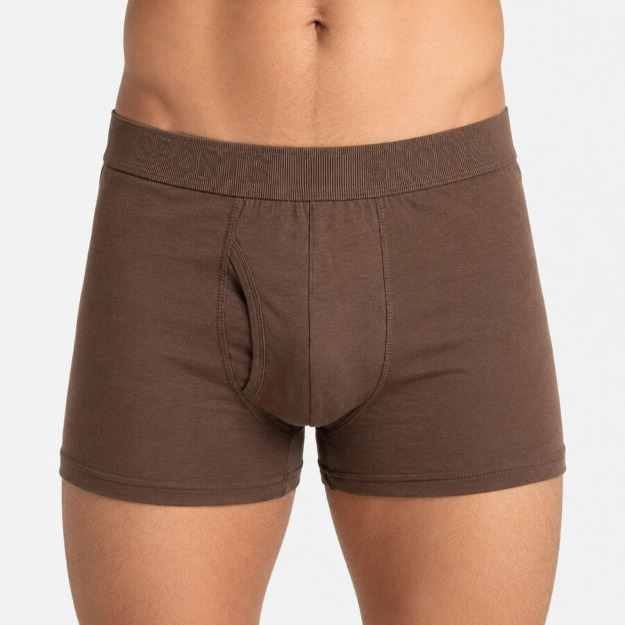 Men Brown Regular Fit Solid Trunks, Brown, large