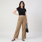 Women's Beige Regular Fit Solid Palazzos, खाकी, small