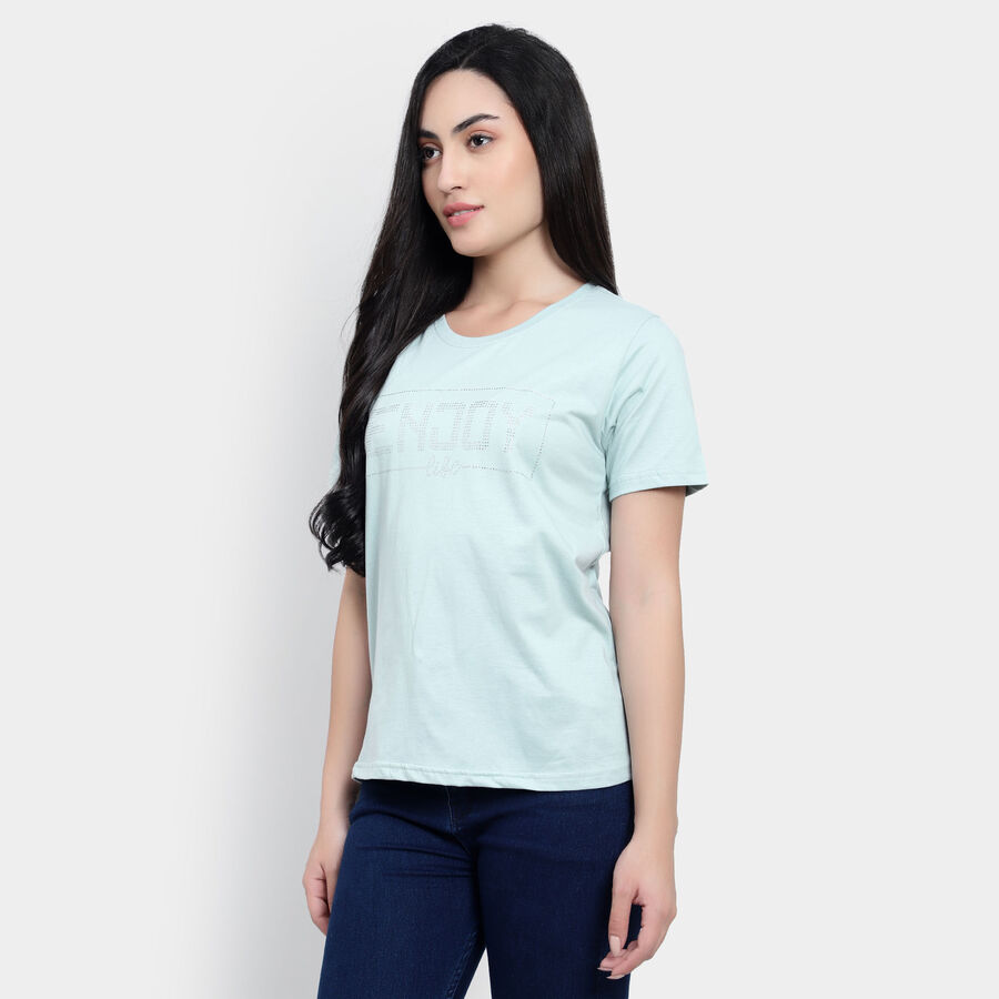 Round Neck T-Shirt, हल्का हरा, large image number null