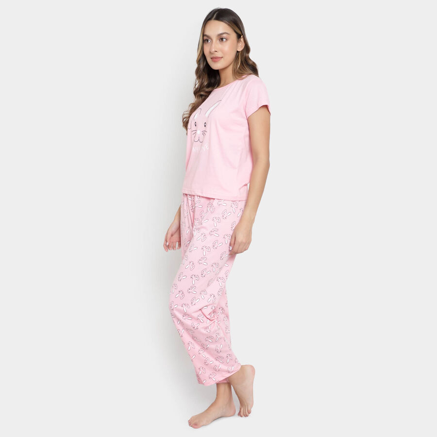 Printed Night Suit, Light Pink, large image number null