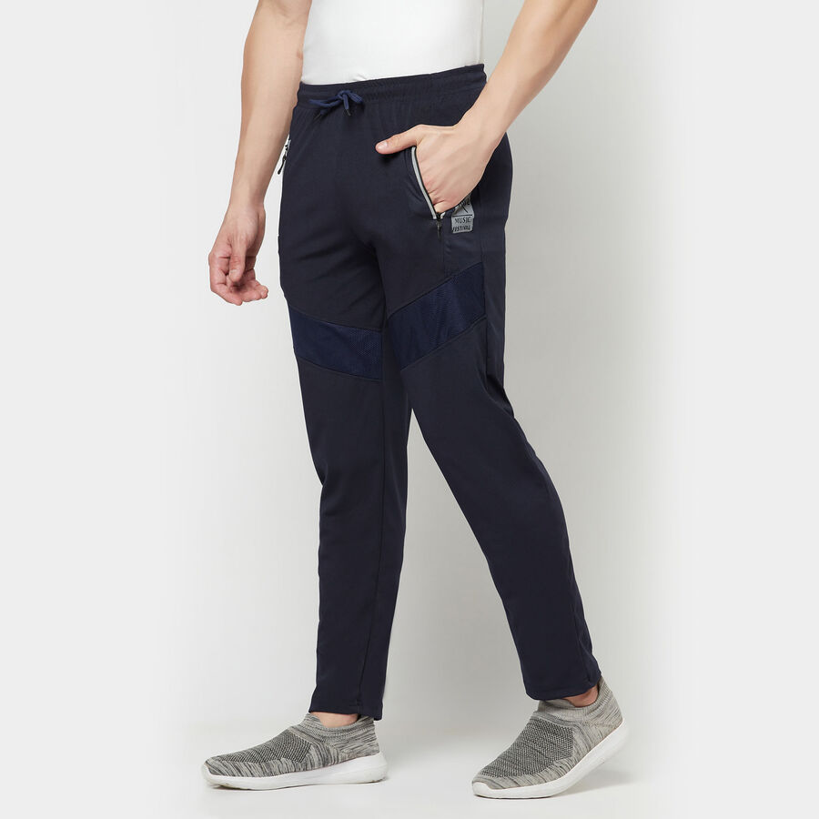 Cut & Sew Slim Track Pants, Navy Blue, large image number null