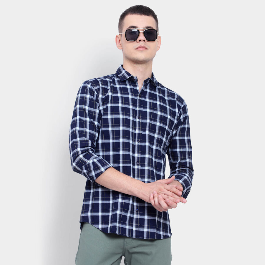 Cotton Checks Casual Shirt, Light Grey, large image number null