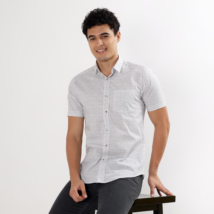 Men's 100% Cotton Casual Shirt , Light Grey, large image number null