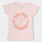Girls' Light Pink Cotton Crew Neck Short Sleeve T-Shirt, Light Pink, small image number null