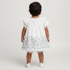 Infants' Bright White Floral Printed Cotton Frock, सफ़ेद, small image number null