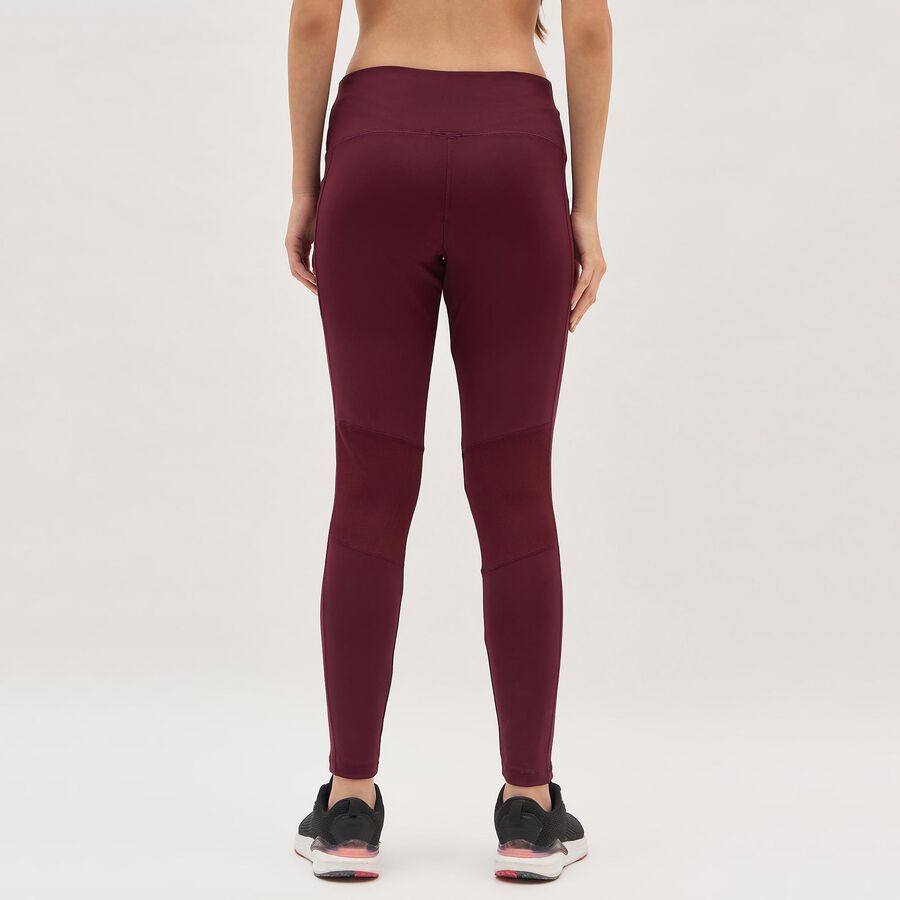 Women's Deep Burgundy High-Rise Tights, वाइन, large image number null