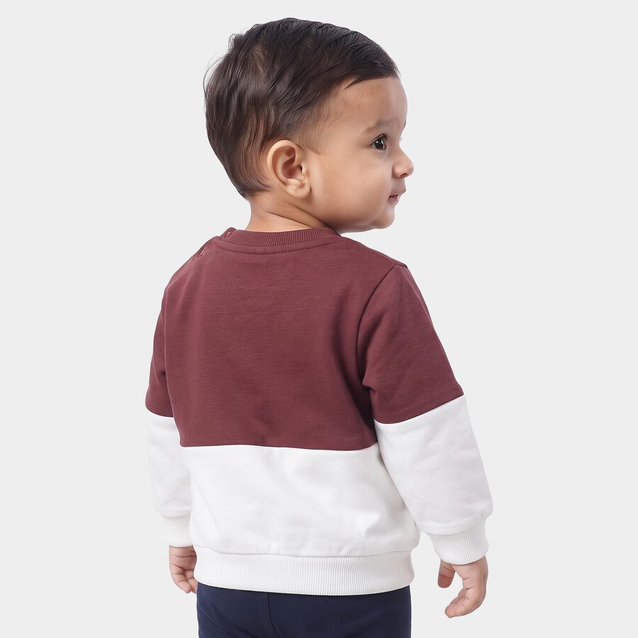 Infant's Purple and White Cotton Crew Neck Pullover Sweatshirt, बैंगनी, large
