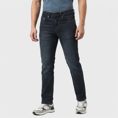 Men's Dark Blue Blue Slim Fit Faded Jeans